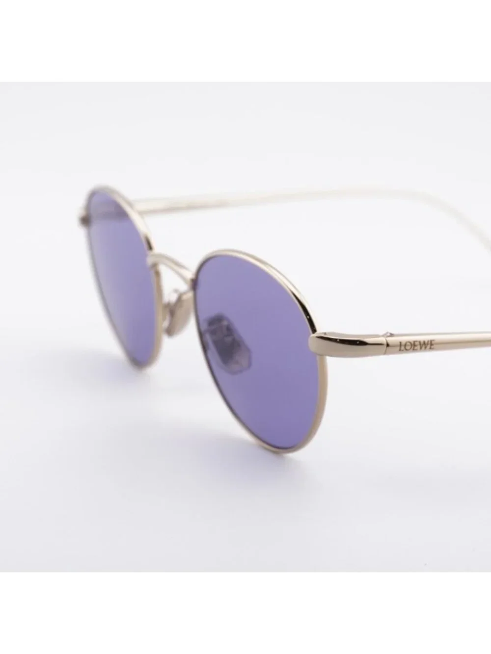 Loewe LW40152U 32Y Sunglasses Gold Square Frame, Purple Lenses